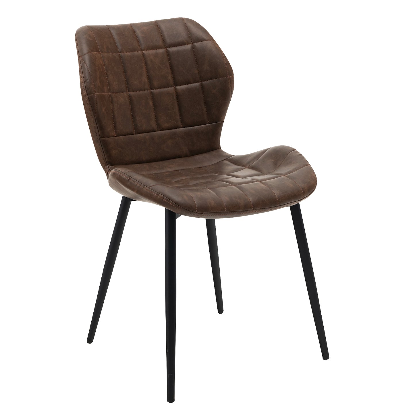 Modern Dining Chairs with Padded Backrest Metal Legs and Adjustable Foot Pads in Brown Set of 2