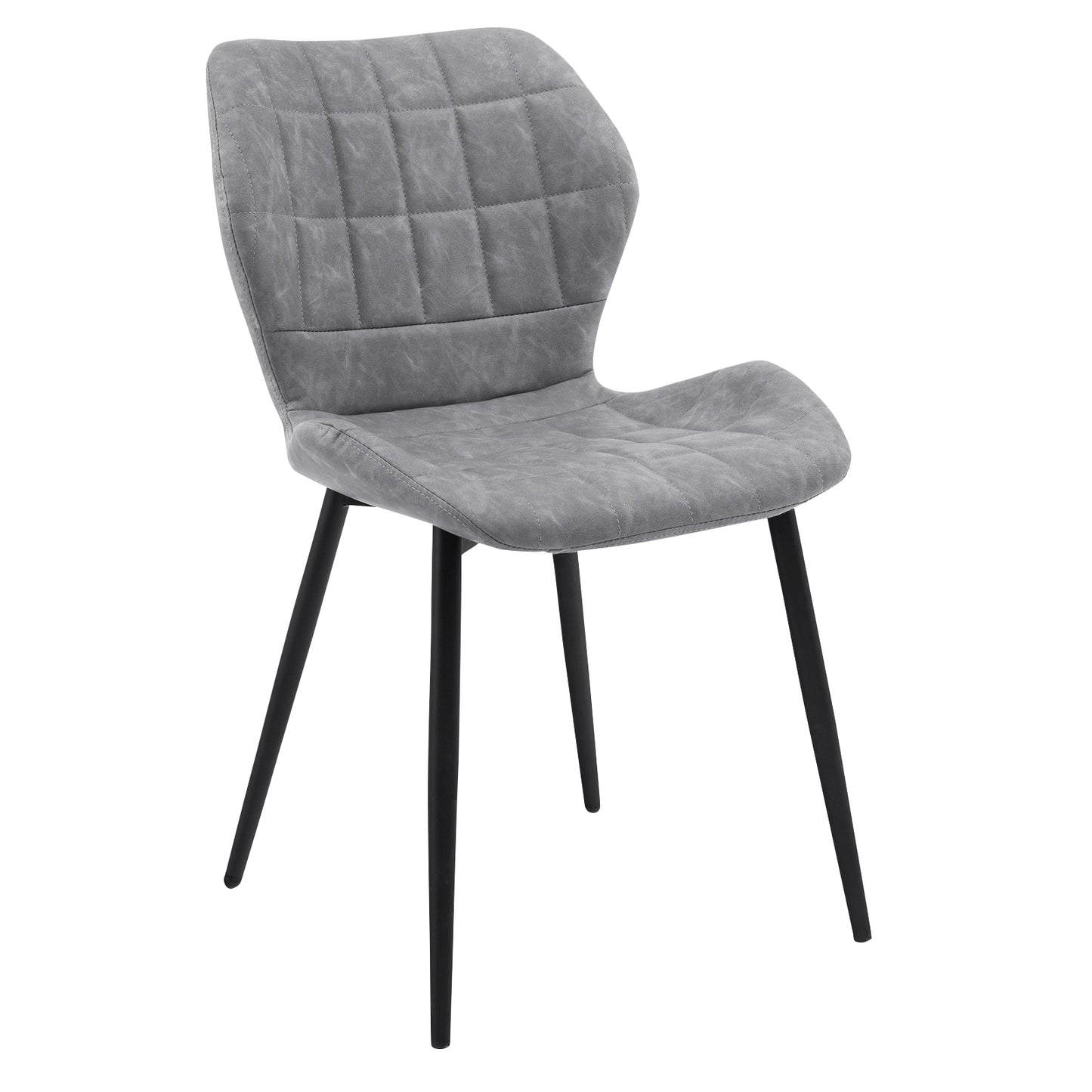 Modern Dining Chairs with Padded Backrest Metal Legs and Adjustable Foot Pads in Grey Set of 2