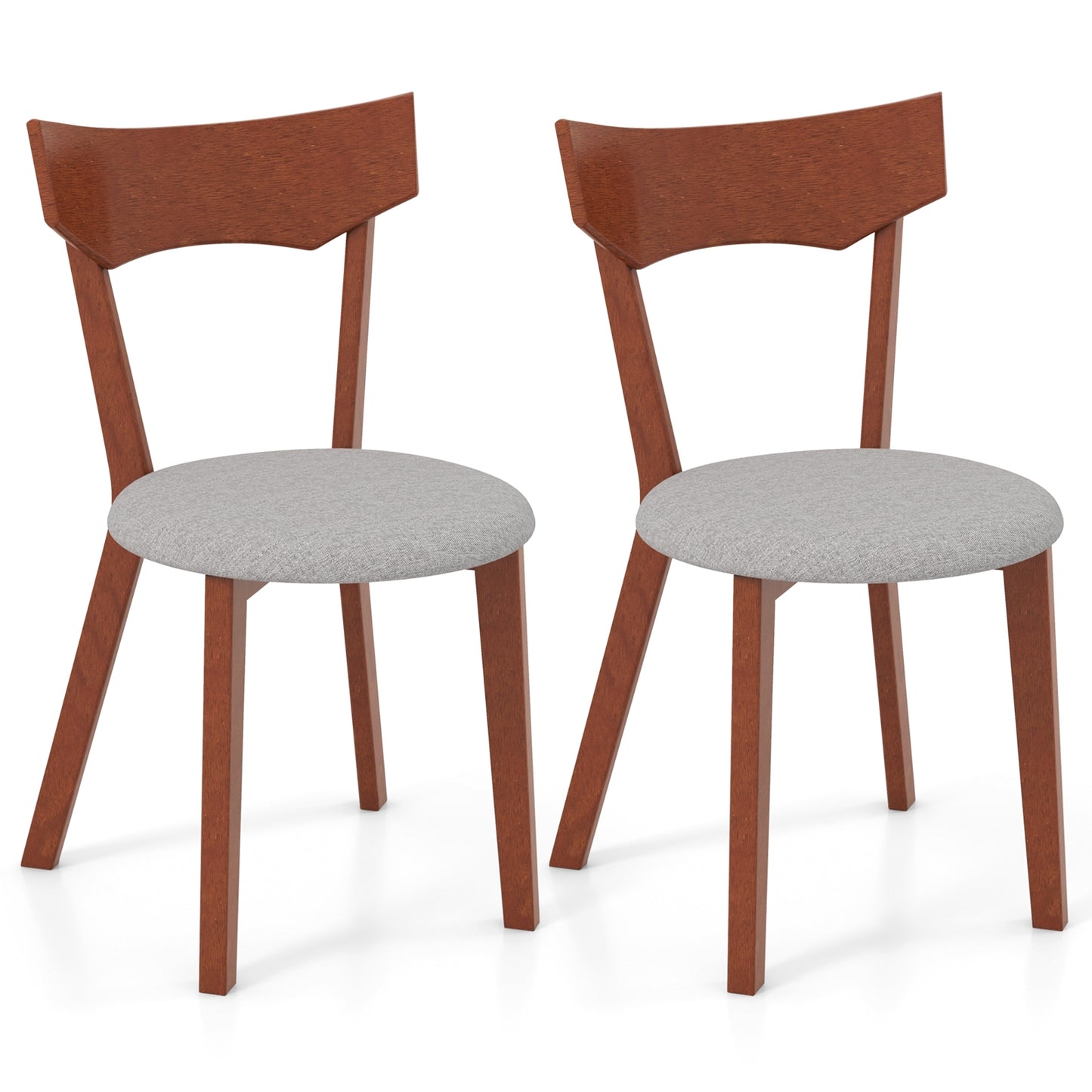 Wooden Dining Chairs with Rubber Wood Legs and Padded Seat Set of 2