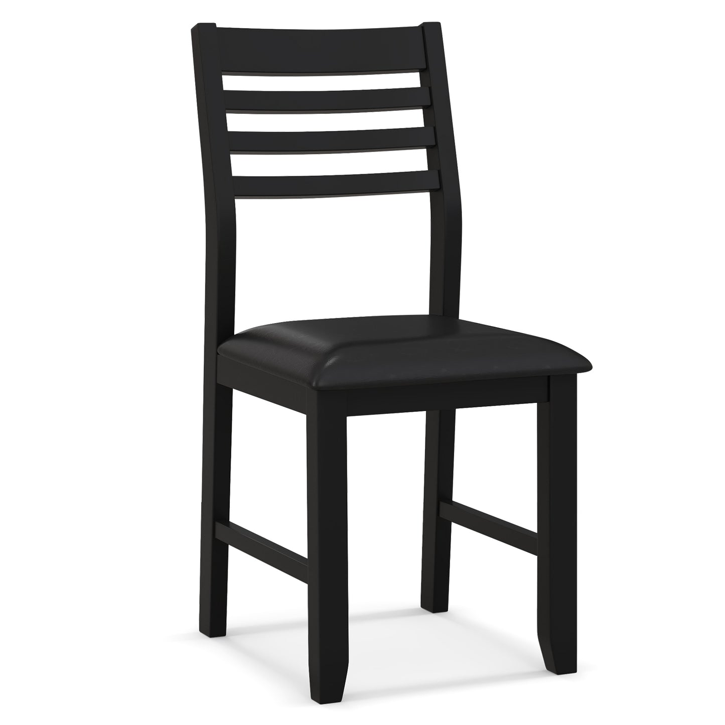 Set of 2 Wooden Dining Chairs with Cushioned Seat and Rubber Wood Frame – Black