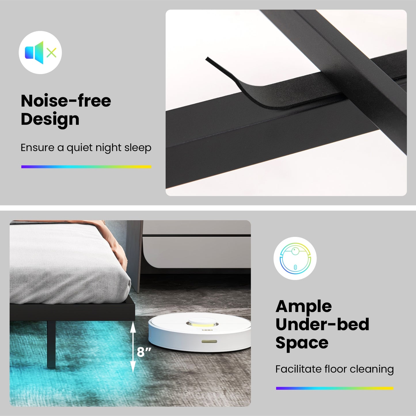 Floating LED Bed Frame with Headboard and Charging Station – Full & Queen Size