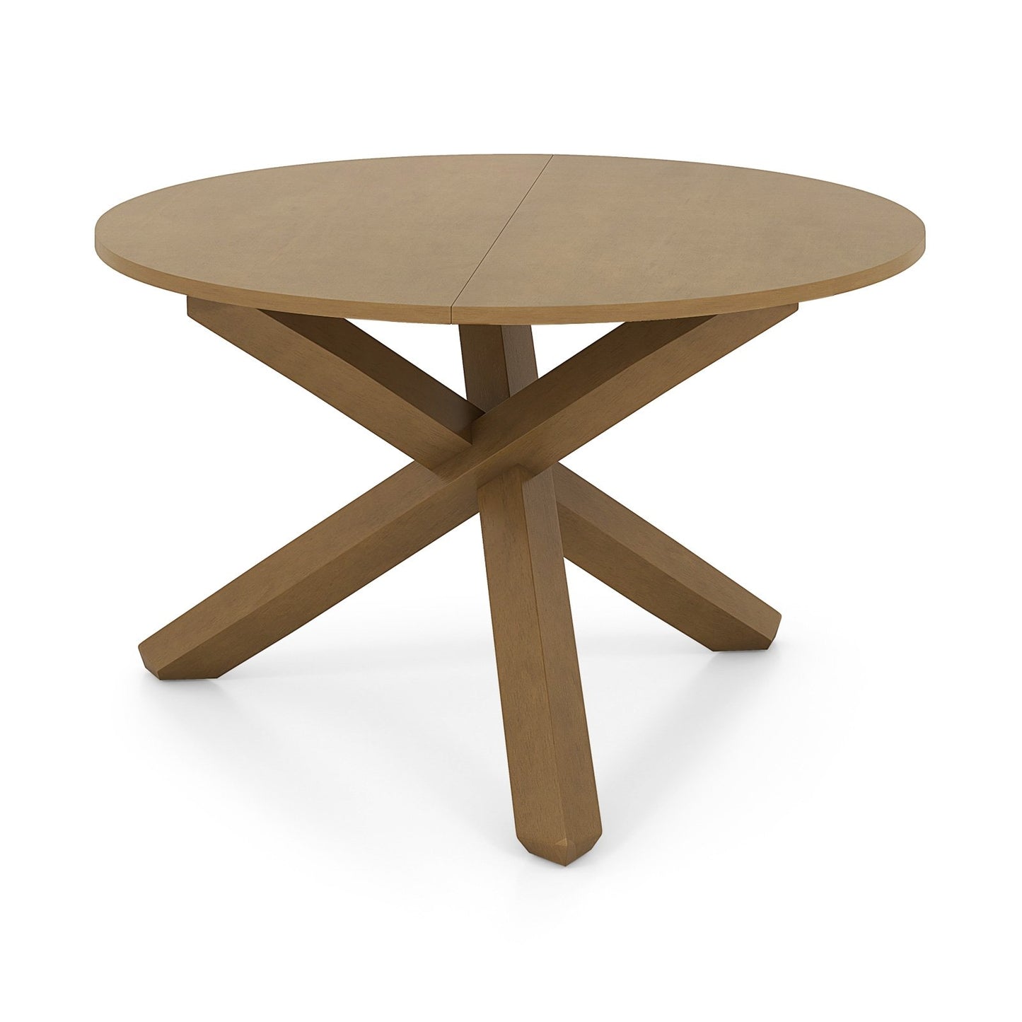 47 Inch Round Dining Table with Solid Wood Legs and Natural Acacia Finish for 4 to 6 People