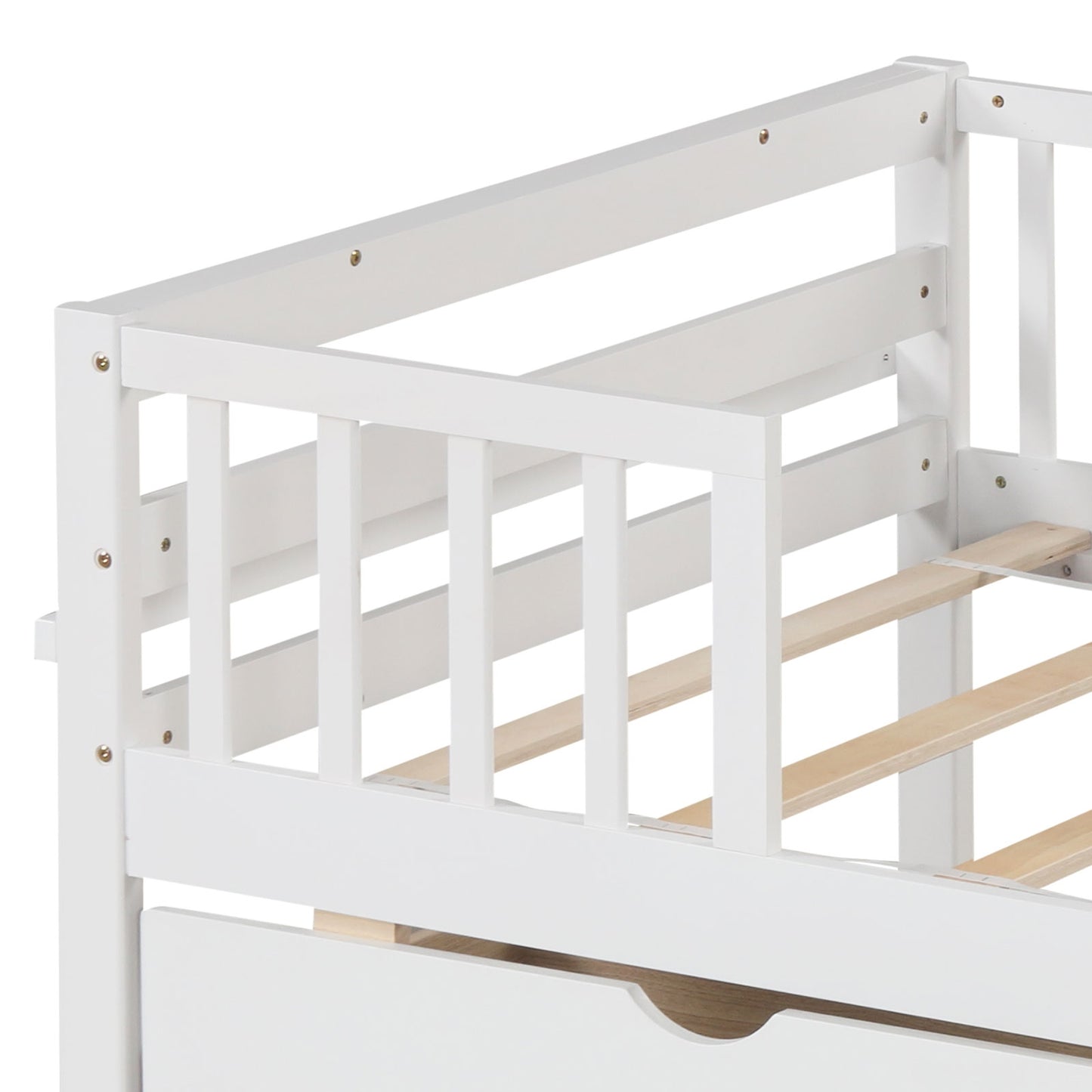 Montessori Twin Daybed with Storage Drawers and Fence Rails for Boys and Girls