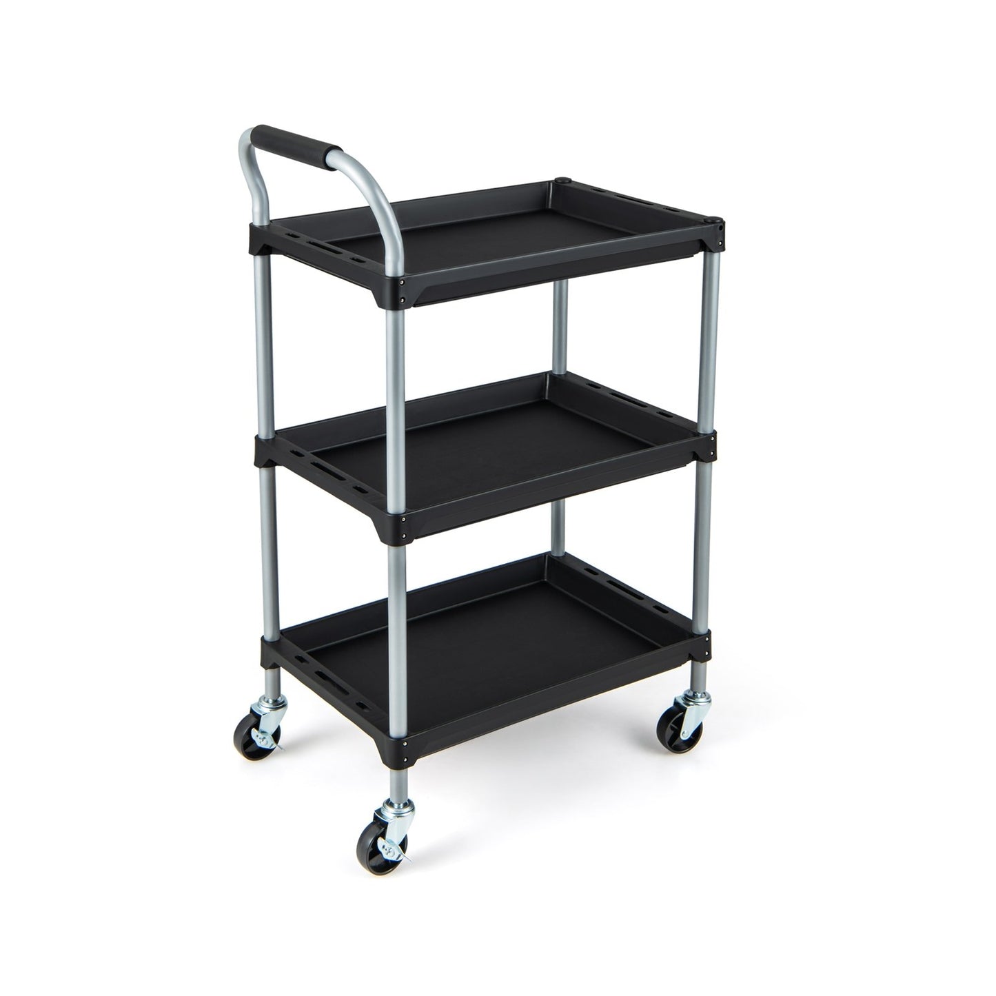 Heavy Duty 3-Tier Rolling Tool Cart with Durable PP Shelves and Comfortable Handle