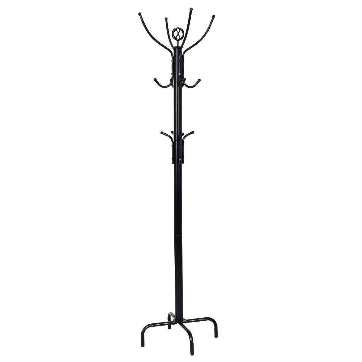 Freestanding Metal Coat Rack with 3 Tiers and 12 Hooks for Entryway or Bedroom