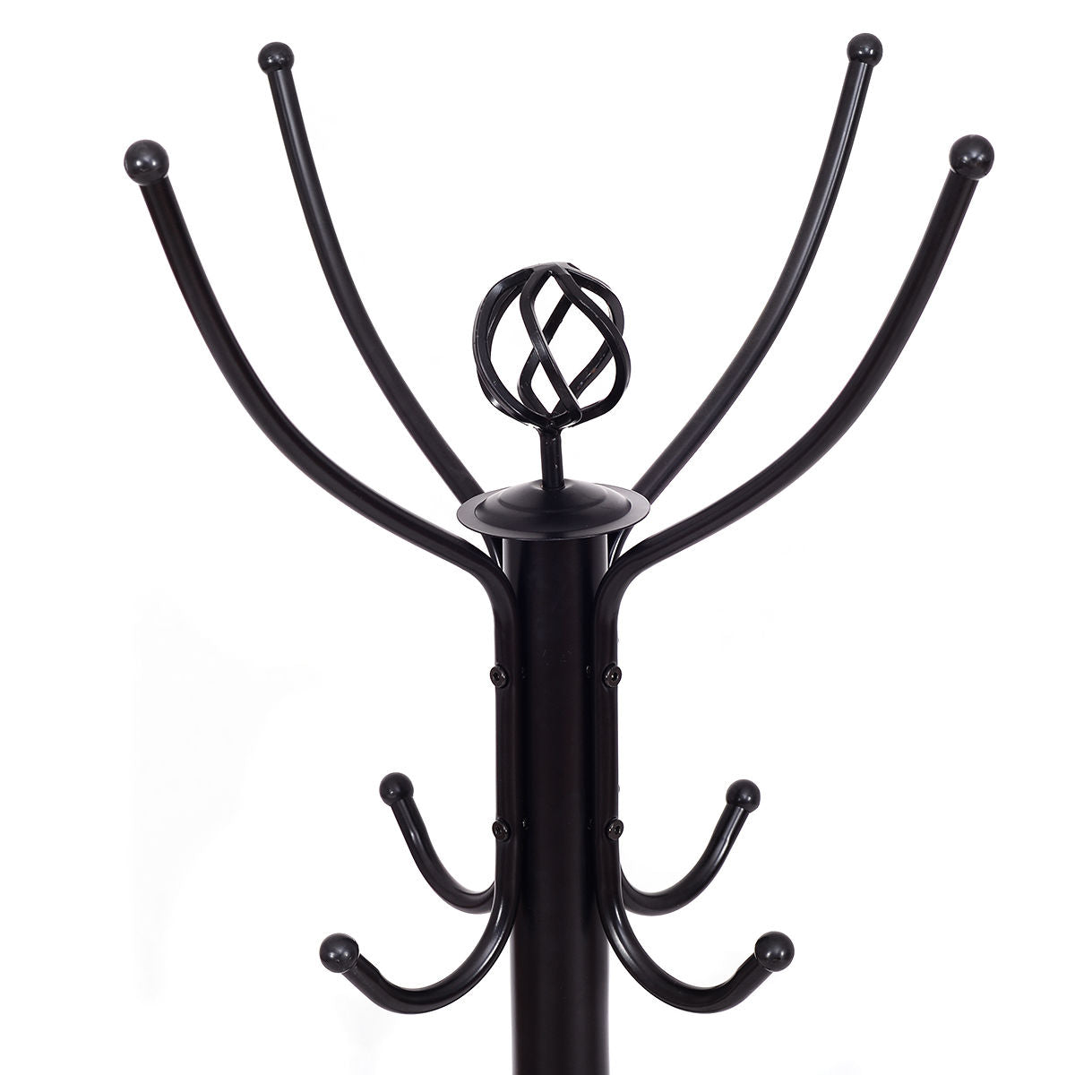 Freestanding Metal Coat Rack with 3 Tiers and 12 Hooks for Entryway or Bedroom