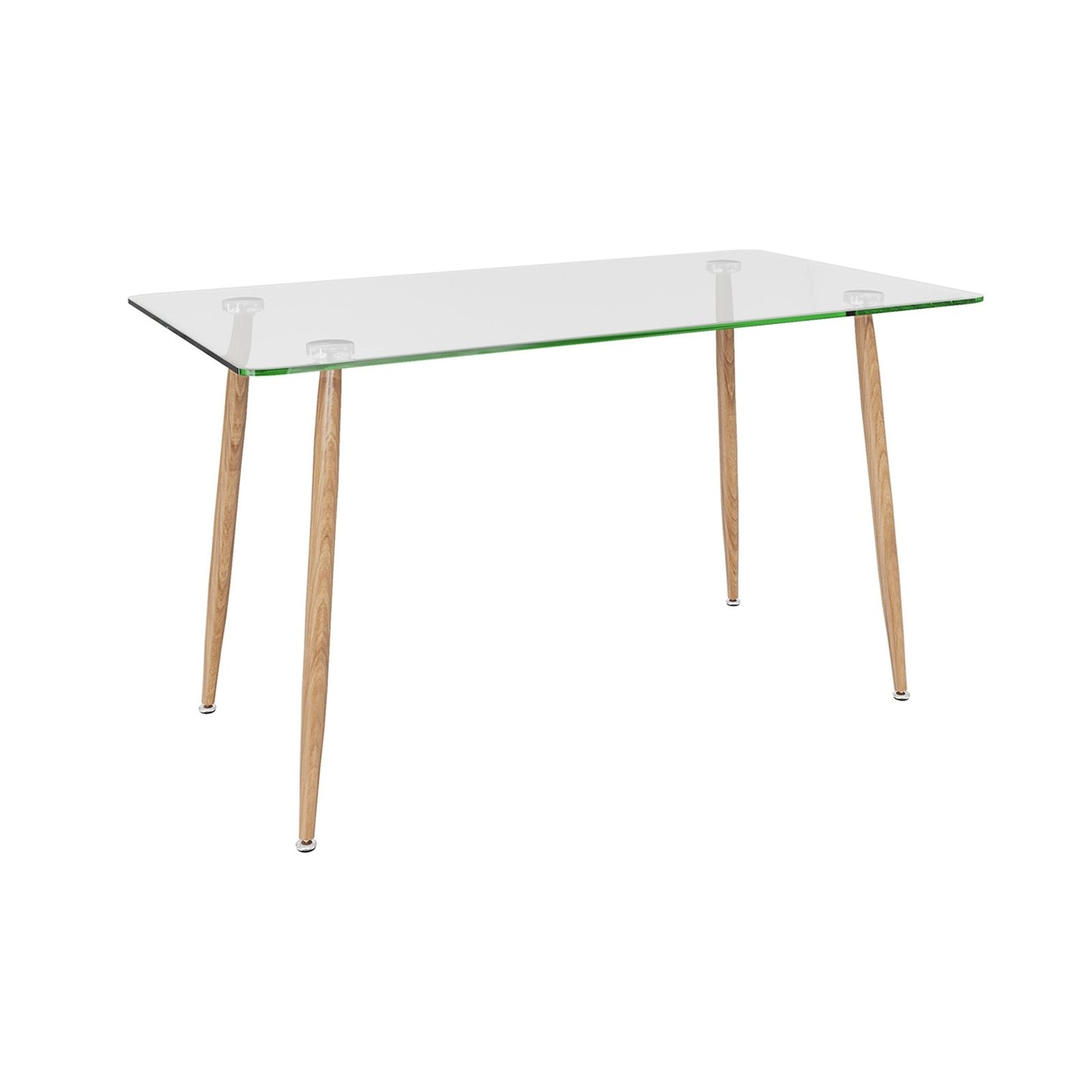 Modern Rectangular Glass Dining Table with Metal Legs for Kitchen or Dining Room - Natural