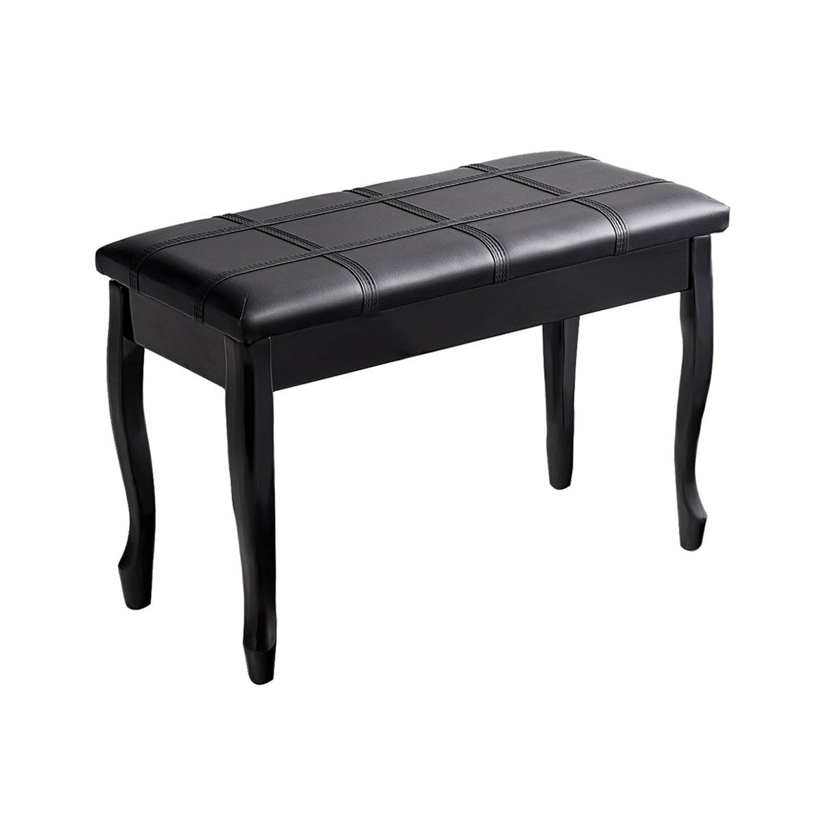 Classic Piano Bench with Storage Compartment and PU Leather Cushion - Black