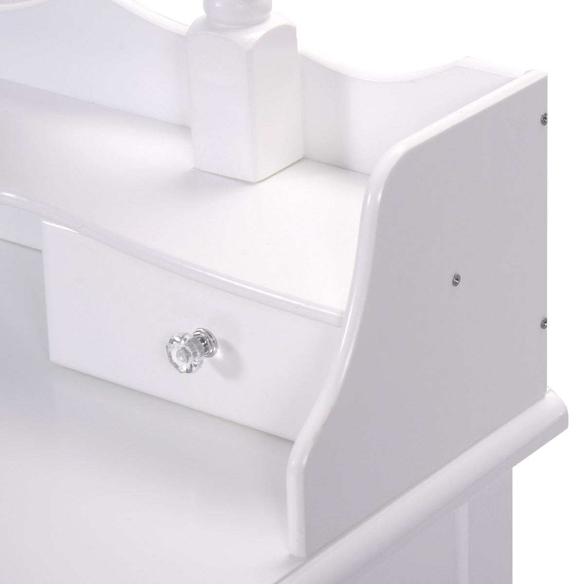 Makeup Vanity Set with 360° Oval Mirror, 3 Storage Drawers, and Cushioned Stool