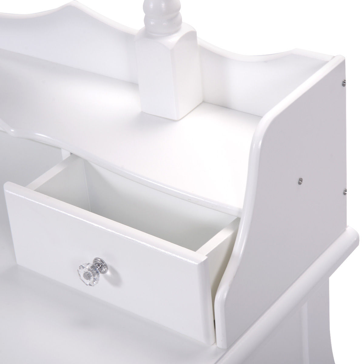 Makeup Vanity Set with 360° Oval Mirror, 3 Storage Drawers, and Cushioned Stool