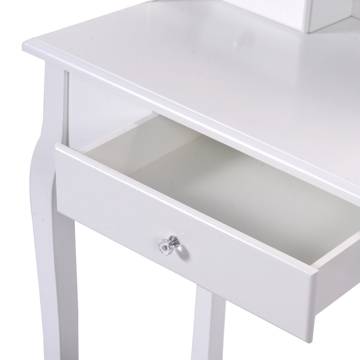 Makeup Vanity Set with 360° Oval Mirror, 3 Storage Drawers, and Cushioned Stool