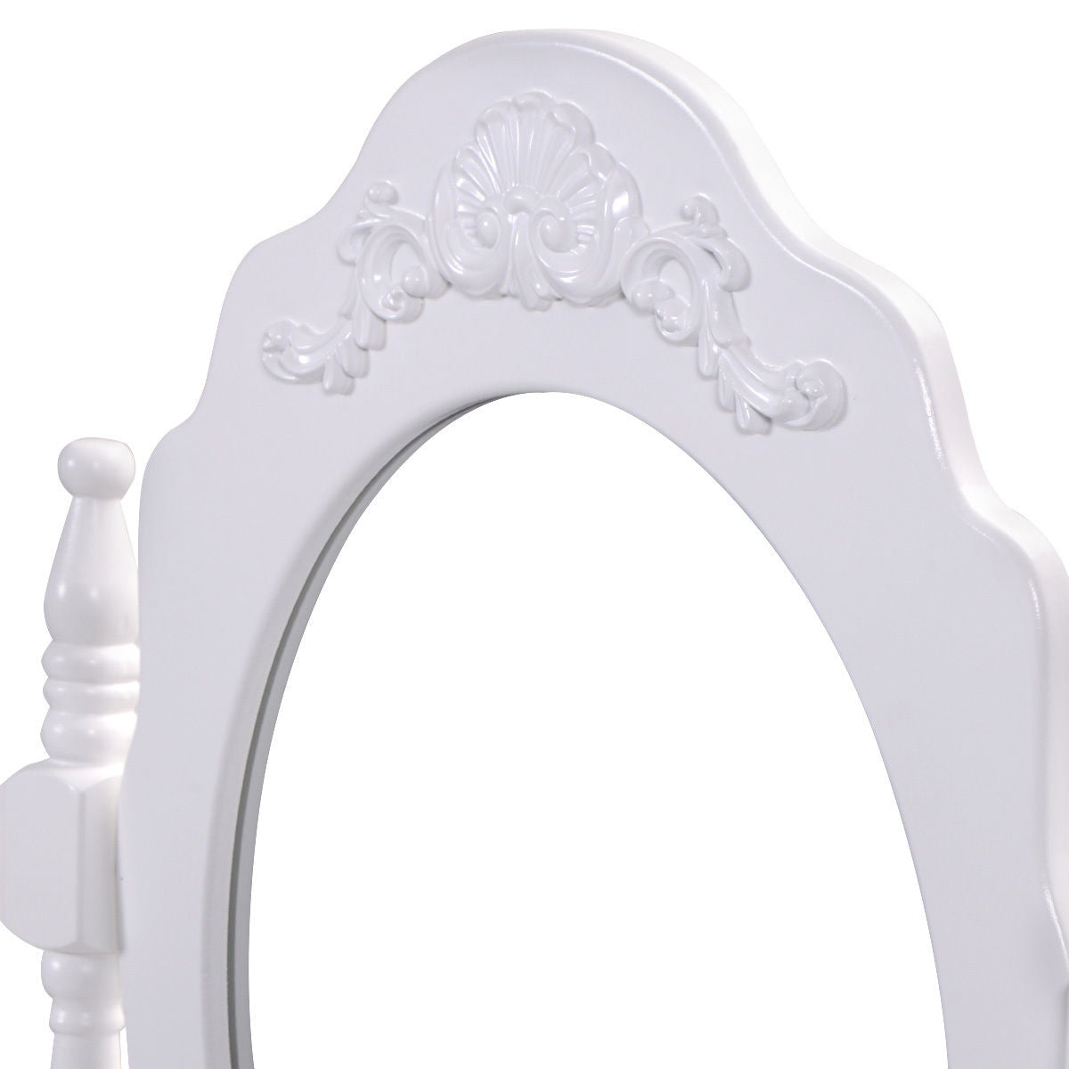 Makeup Vanity Set with 360° Oval Mirror, 3 Storage Drawers, and Cushioned Stool