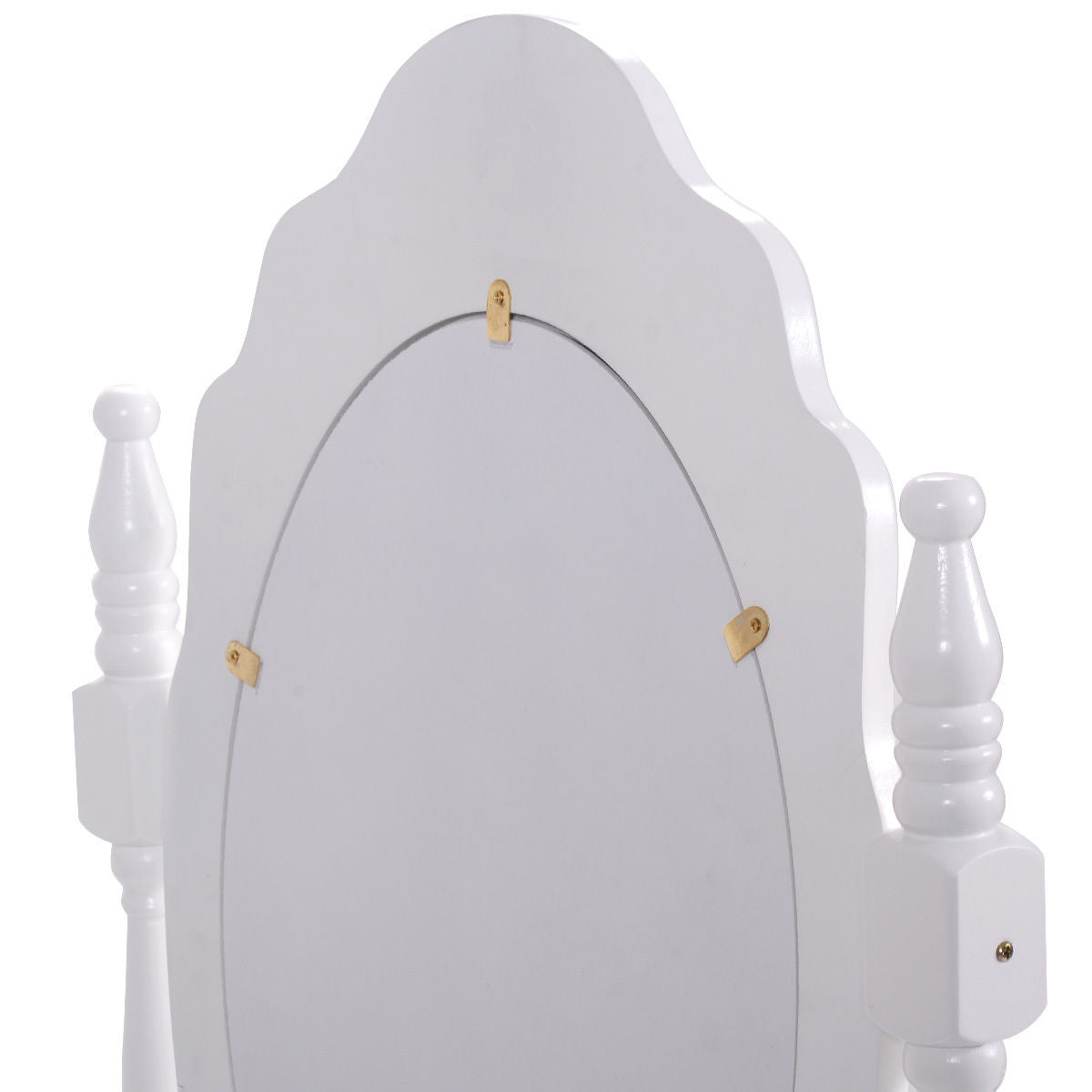 Makeup Vanity Set with 360° Oval Mirror, 3 Storage Drawers, and Cushioned Stool