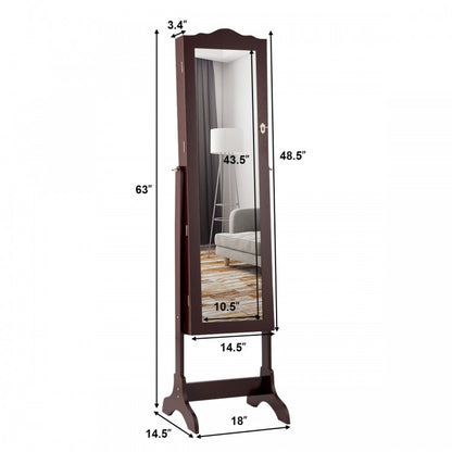Freestanding Jewelry Armoire with Mirror, Drawers, and LED Lights