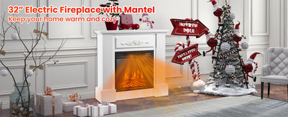 1400W Electric Fireplace Mantel TV Stand with Remote Control