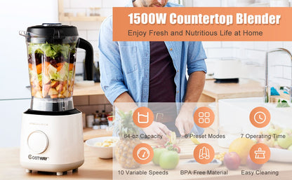 1500W High Performance Blender with 10 Speeds & 6 Pre-Set Programs for Smoothies & More