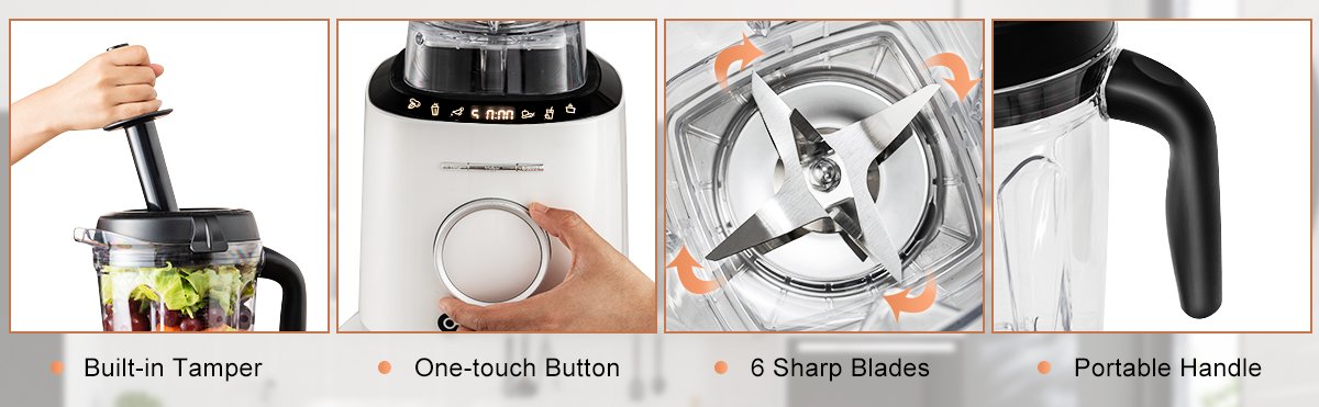 1500W High Performance Blender with 10 Speeds & 6 Pre-Set Programs for Smoothies & More
