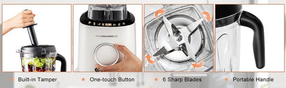 1500W High Performance Blender with 10 Speeds & 6 Pre-Set Programs for Smoothies & More