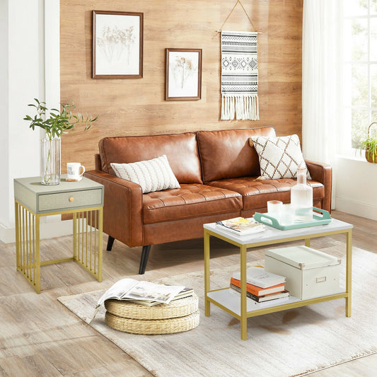 Modern Nesting Coffee Table and Side Table Set with Storage Drawer and Shelf