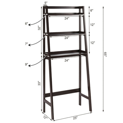 3 Tier Standing Storage Rack Over Toilet with Bottom Shelf