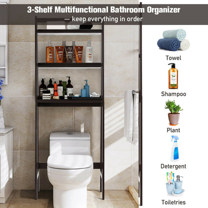 3 Tier Standing Storage Rack Over Toilet with Bottom Shelf