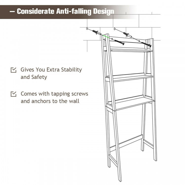 3 Tier Standing Storage Rack Over Toilet with Bottom Shelf