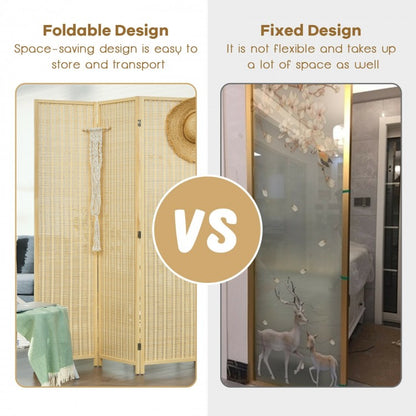 6 Foot 4-Panel Folding Room Divider Screen – Portable Privacy Solution