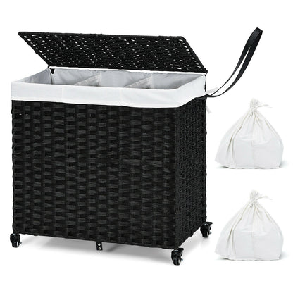 125L Multifunctional Laundry Hamper with Wheels & Detachable Liner Bags