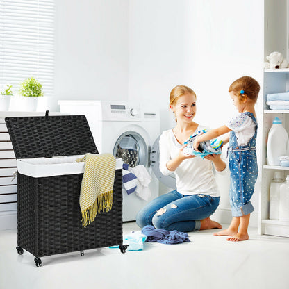 125L Multifunctional Laundry Hamper with Wheels & Detachable Liner Bags