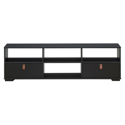 Wood TV Console with Drawers and Open Shelves for 60 Inch TVs in Black