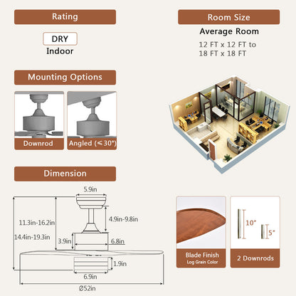 52 Inch Reversible Ceiling Fan with LED Light and 6-Speed Remote Control - Silver