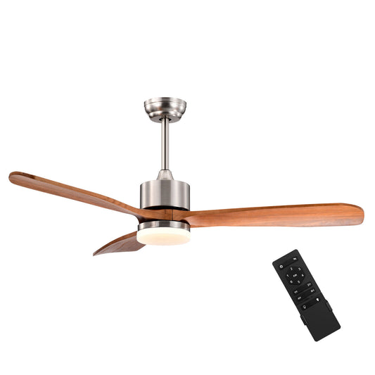 52 Inch Reversible Ceiling Fan with LED Light and 6-Speed Remote Control - Silver