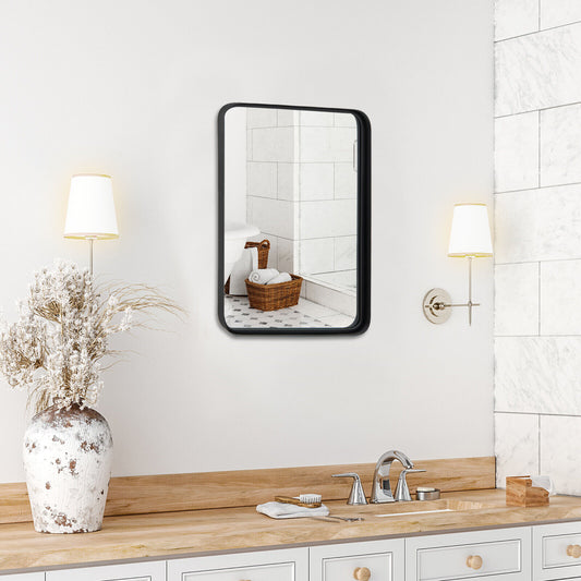 Premium Rectangular Wall-Mounted Mirror with Rust-Resistant Steel Frame - Small