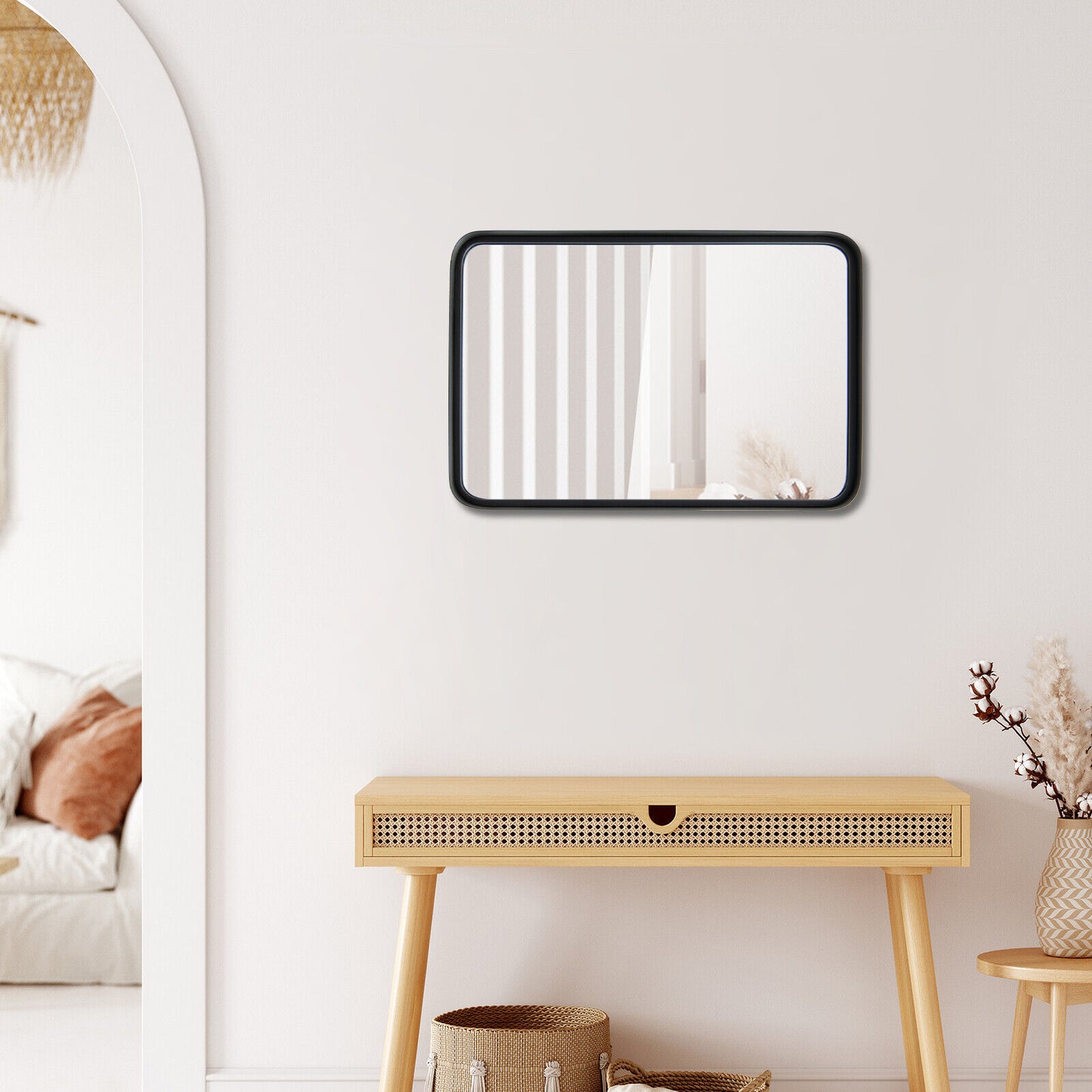 Premium Rectangular Wall-Mounted Mirror with Rust-Resistant Steel Frame - Small