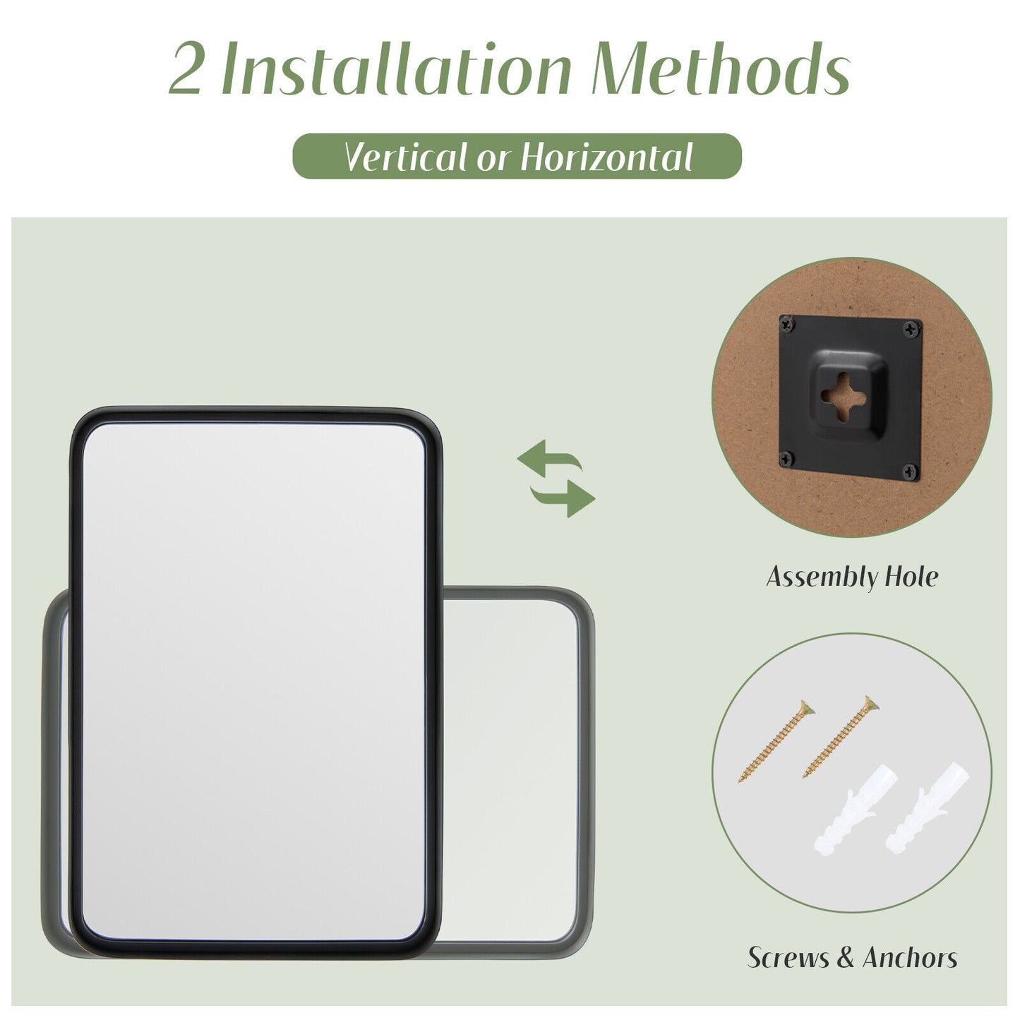 Premium Rectangular Wall-Mounted Mirror with Rust-Resistant Steel Frame - Small