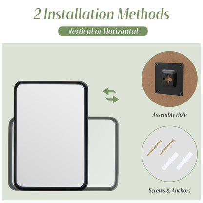 Premium Rectangular Wall-Mounted Mirror with Rust-Resistant Steel Frame - Small