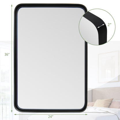 Premium Rectangular Wall-Mounted Mirror with Rust-Resistant Steel Frame - Large