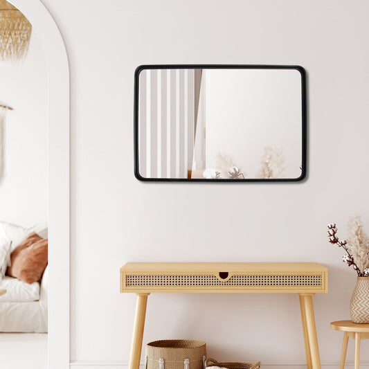 Premium Rectangular Wall-Mounted Mirror with Rust-Resistant Steel Frame - Large