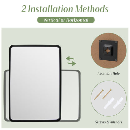 Premium Rectangular Wall-Mounted Mirror with Rust-Resistant Steel Frame - Large