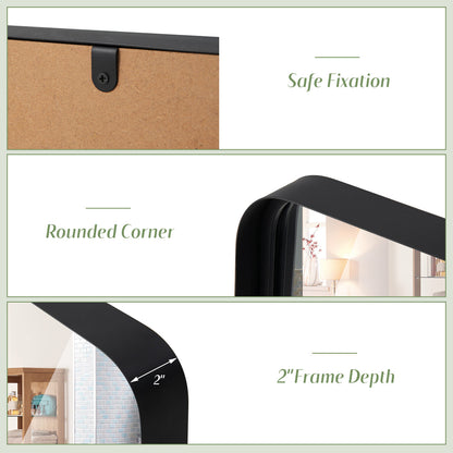 Premium Rectangular Wall-Mounted Mirror with Rust-Resistant Steel Frame - Large