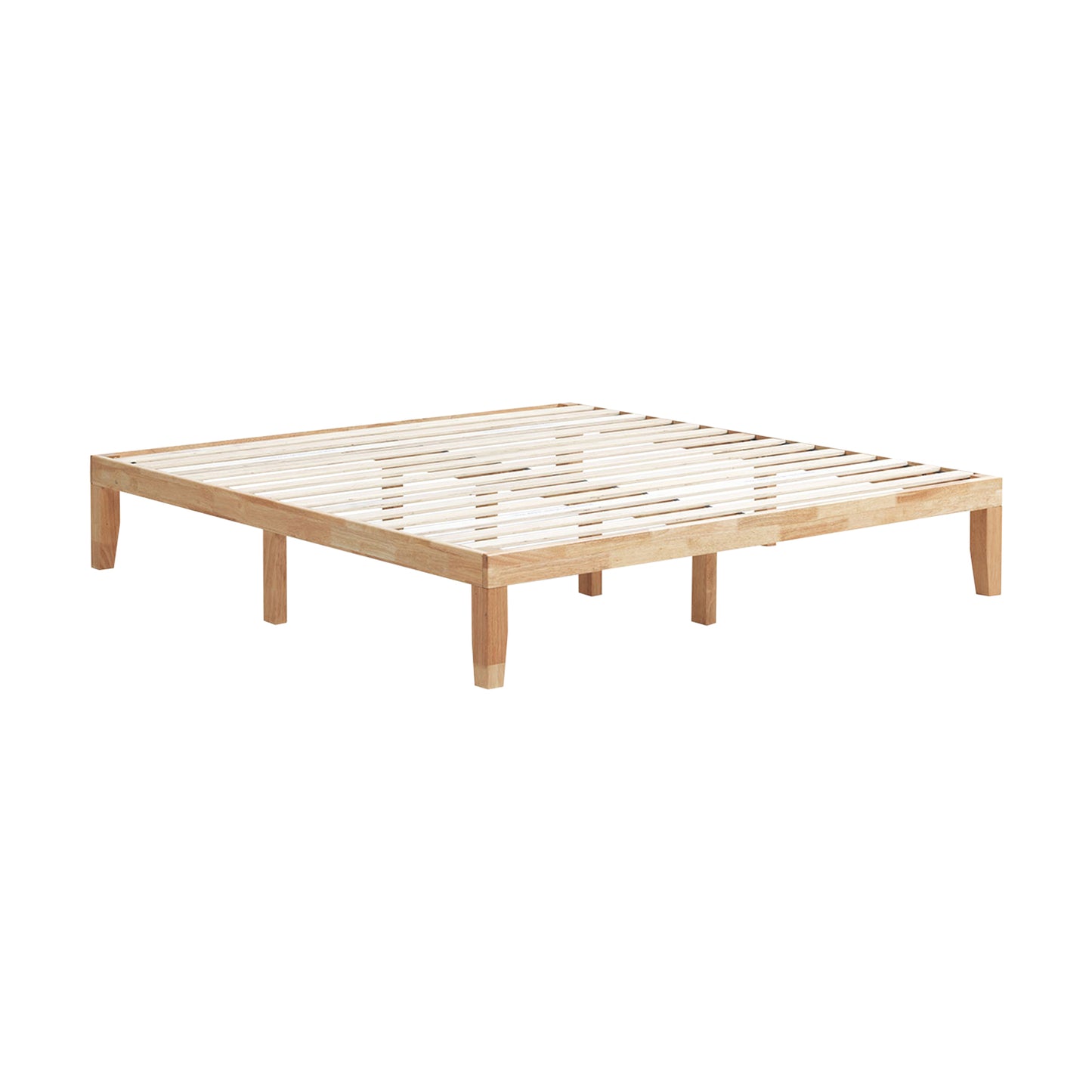 Modern 14 Inch King Size Wood Platform Bed Frame with Wood Slat Support - Natural