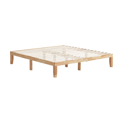 Modern 14 Inch King Size Wood Platform Bed Frame with Wood Slat Support - Natural