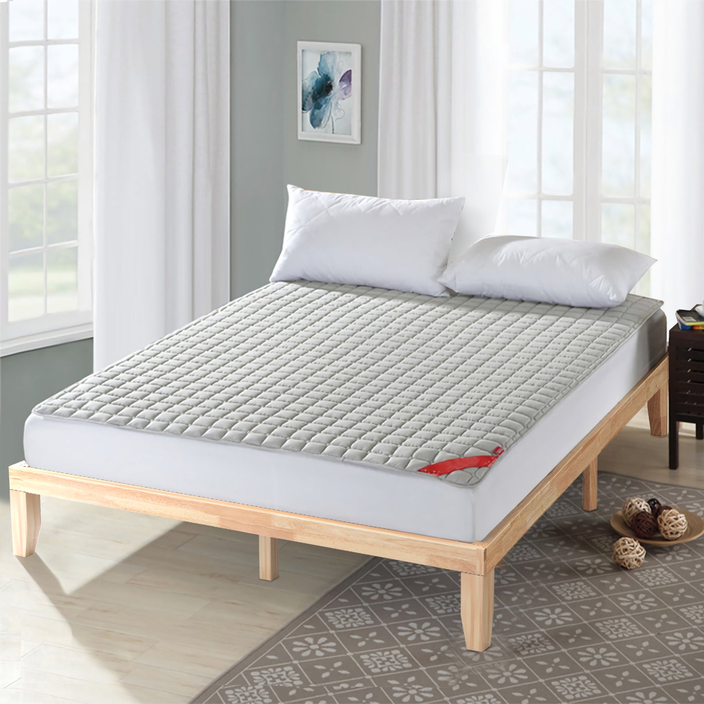 Modern 14 Inch King Size Wood Platform Bed Frame with Wood Slat Support - Natural
