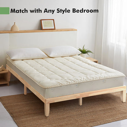 Modern 14 Inch King Size Wood Platform Bed Frame with Wood Slat Support - Natural