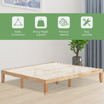 Modern 14 Inch King Size Wood Platform Bed Frame with Wood Slat Support - Natural