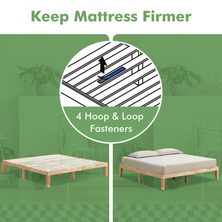 Modern 14 Inch King Size Wood Platform Bed Frame with Wood Slat Support - Natural