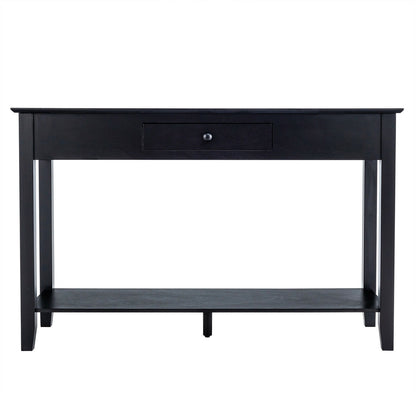 Console Accent Table with Drawer and Lower Shelf for Living Room or Entryway