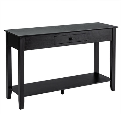 Console Accent Table with Drawer and Lower Shelf for Living Room or Entryway