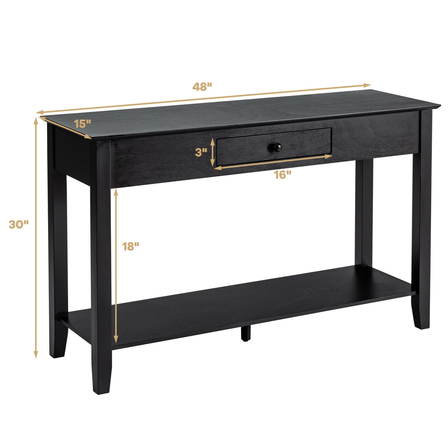 Console Accent Table with Drawer and Lower Shelf for Living Room or Entryway