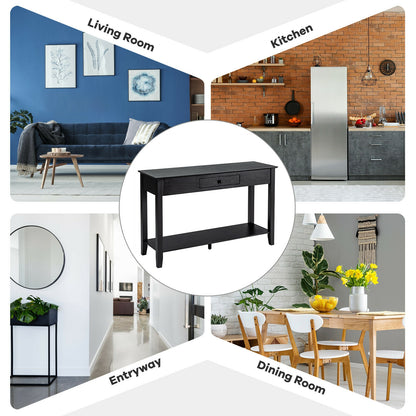 Console Accent Table with Drawer and Lower Shelf for Living Room or Entryway